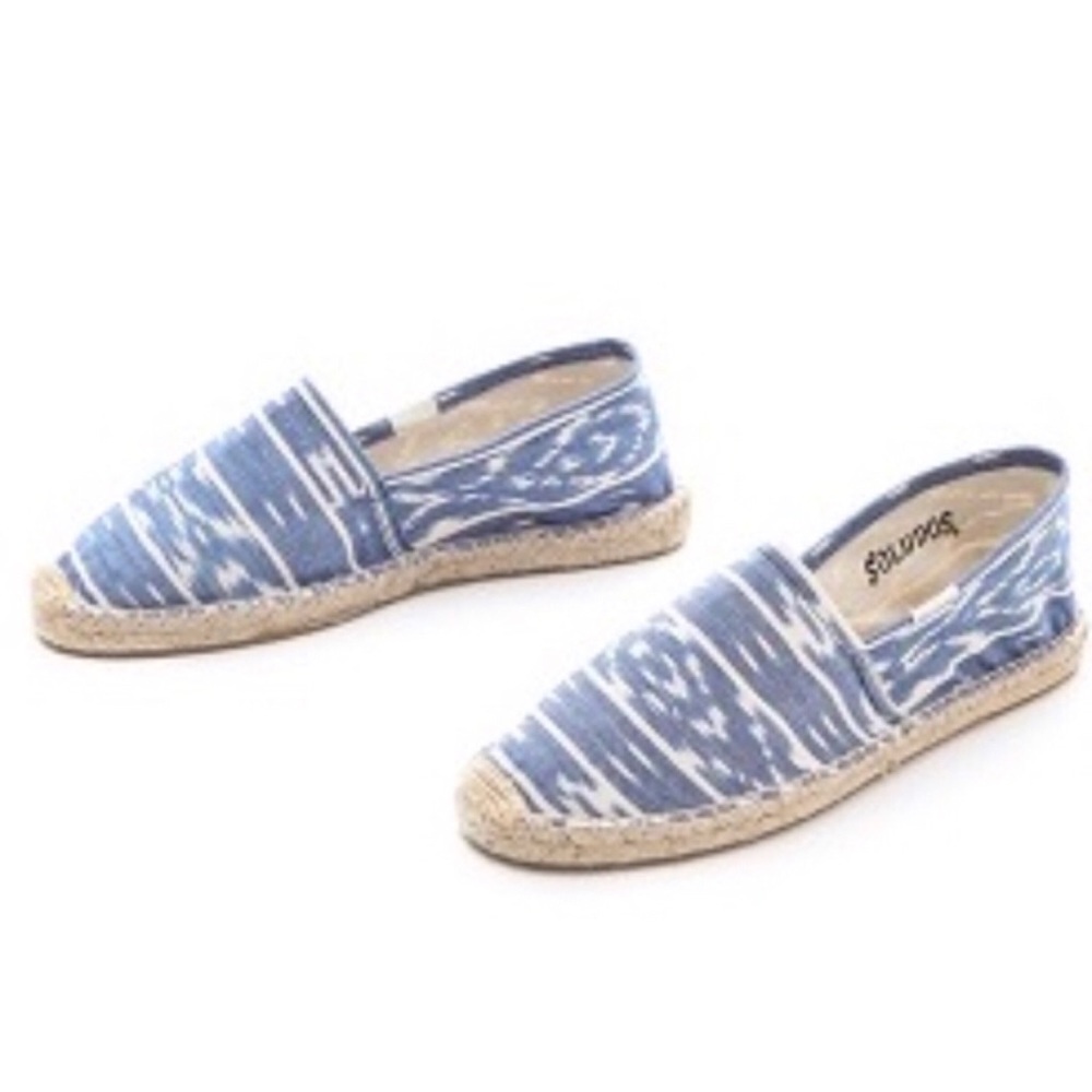 Soludos Ikat Flat Espadrilles | Blue & White | 8